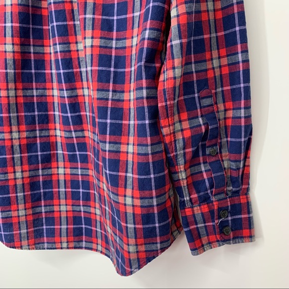 J. Crew Boy Fit Gingham Plaid Long Sleeve Button Down Shirt Blue Red Purple - Picture 9 of 13